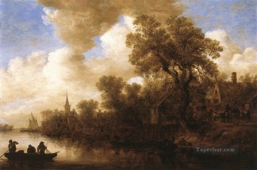 Escena del río Jan van Goyen Pinturas al óleo